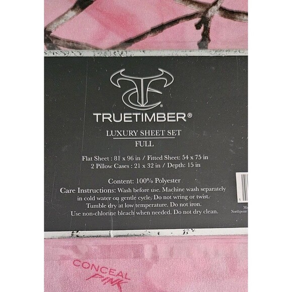 True Timber Luxury PINK CAMO FULL SIZE SHEET SET Bedding - Very Pretty & Soft - Picture 4 of 4